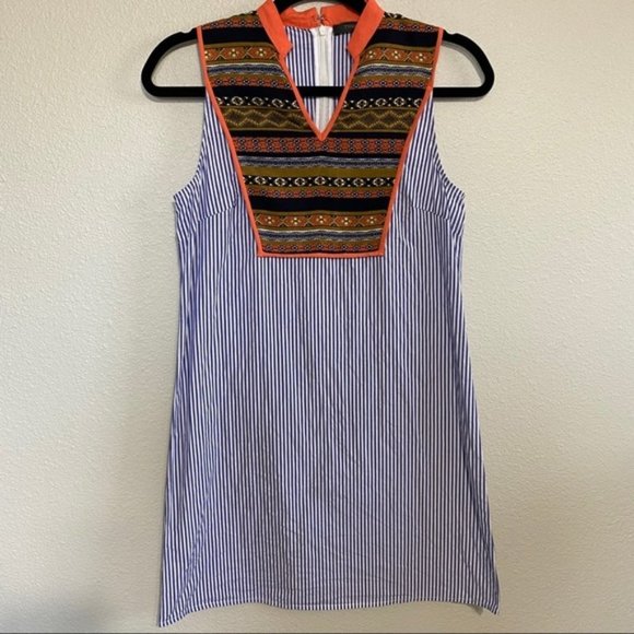 ⭐️ THML Blue Boho Tribal Sleeveless Mini Dress XS